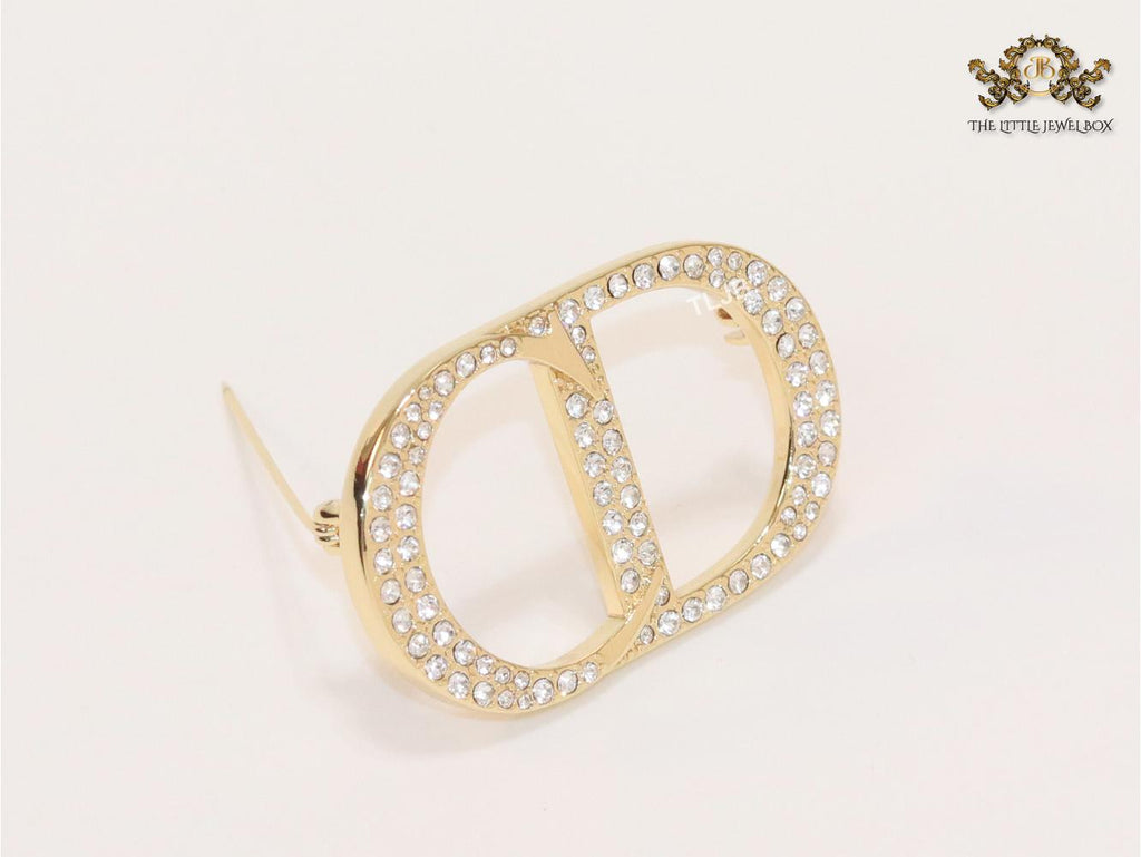 Alphabet CD gold brooch with CZ