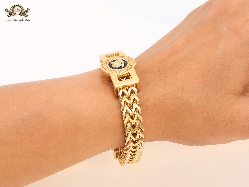 Medusa and Greca gold link chain