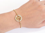 Alphabet L & V cz gold bracelet