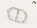 Alphabet CD platinum brooch with CZ