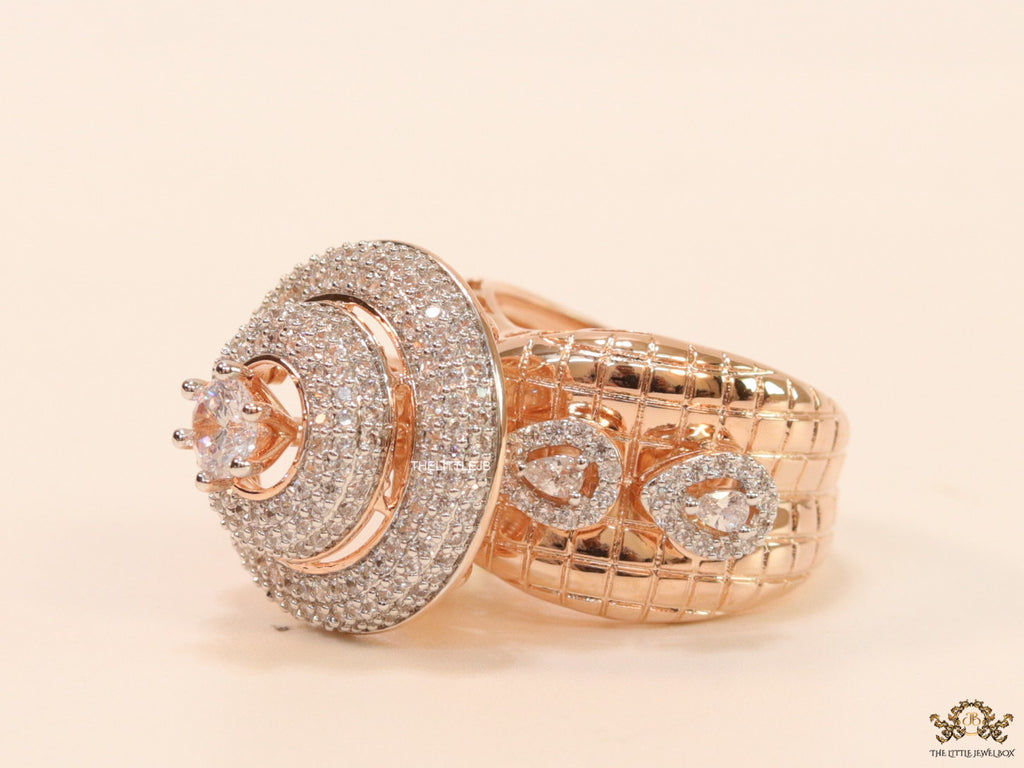 Rose gold plated cz cocktail ring with 0.4ct size pointer