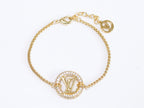 Alphabet L & V cz gold bracelet