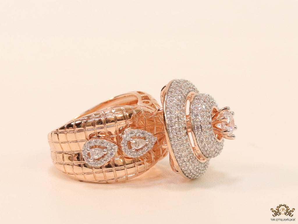 Rose gold plated cz cocktail ring with 0.4ct size pointer
