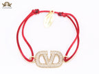 Alphabet V gold cz on Red Thread Bracelet