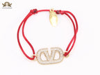 Alphabet V gold cz on Red Thread Bracelet