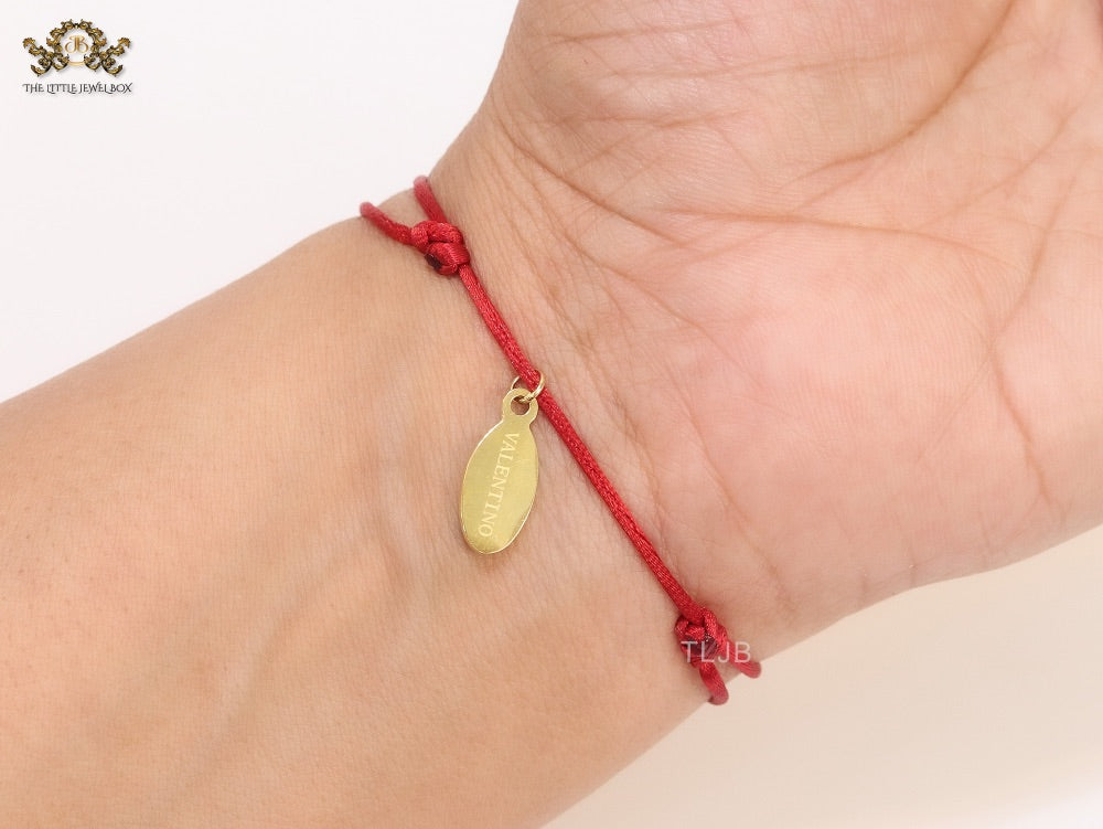 Alphabet V gold cz on Red Thread Bracelet