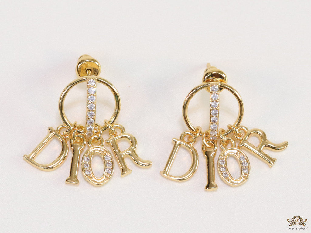 Gold plated alphabet earrings with cz