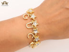 Double G and CZ stars gold charm bracelet