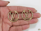 Gold plated L and V alphabet hoops 29 mm