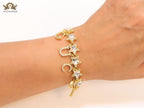 Double G and CZ stars gold charm bracelet