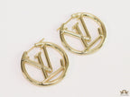 Gold plated L and V alphabet hoops 29 mm
