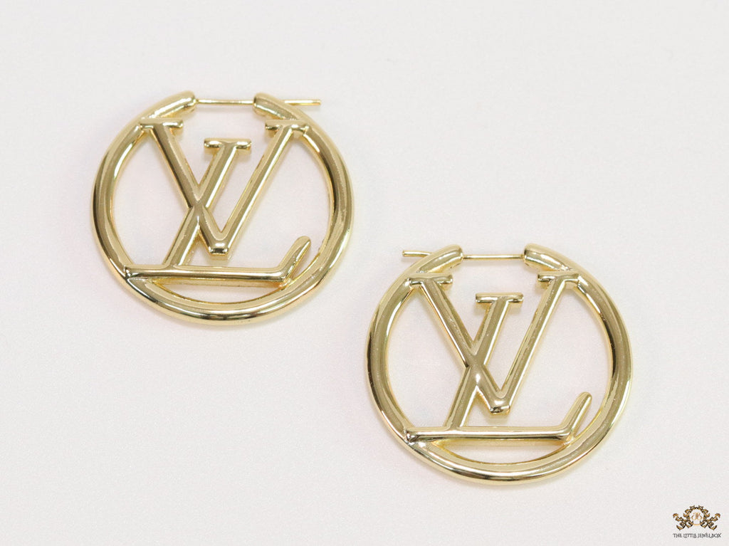 Gold plated L and V alphabet hoops 29 mm