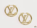Gold plated L and V alphabet hoops 29 mm