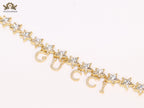 Double G and CZ stars gold charm bracelet