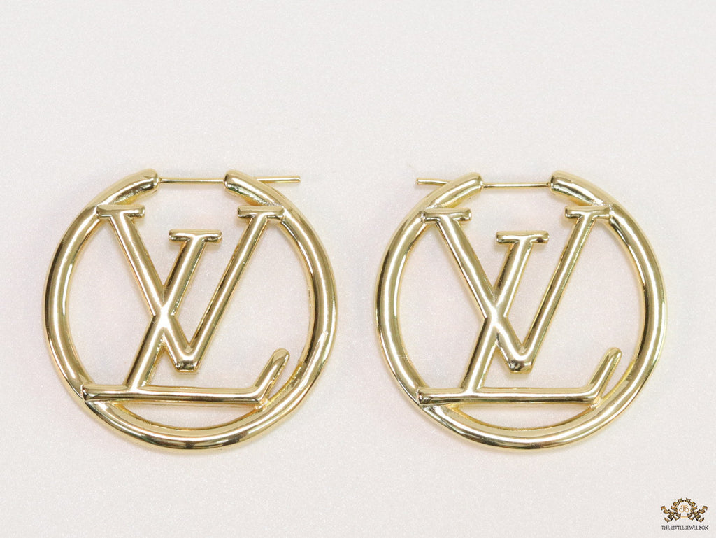 Gold plated L and V alphabet hoops 29 mm
