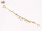 Double G and CZ stars gold charm bracelet