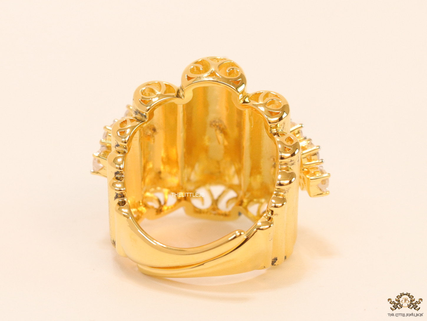 Fancy gold plated adjustable ring with marquise pointers
