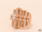 Fancy rose gold plated adjustable ring with marquise pointers