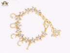 Double G and CZ stars gold charm bracelet