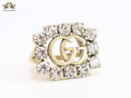 Double G gold plated CZ border ring