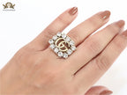 Double G gold plated CZ border ring