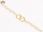 Alphabet V Gold pearl link chain bracelet