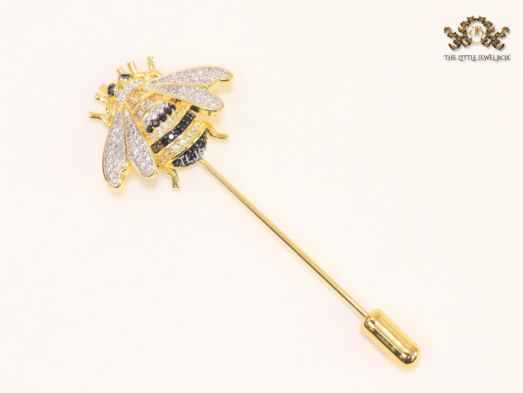 Gold & black bee brooch with