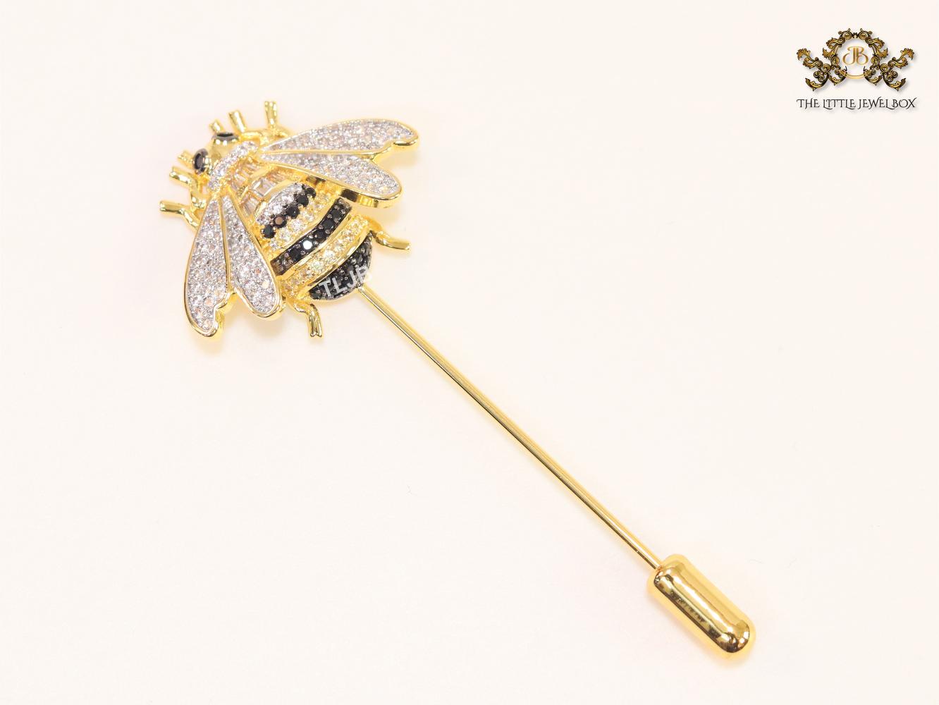 Gold & black bee brooch with