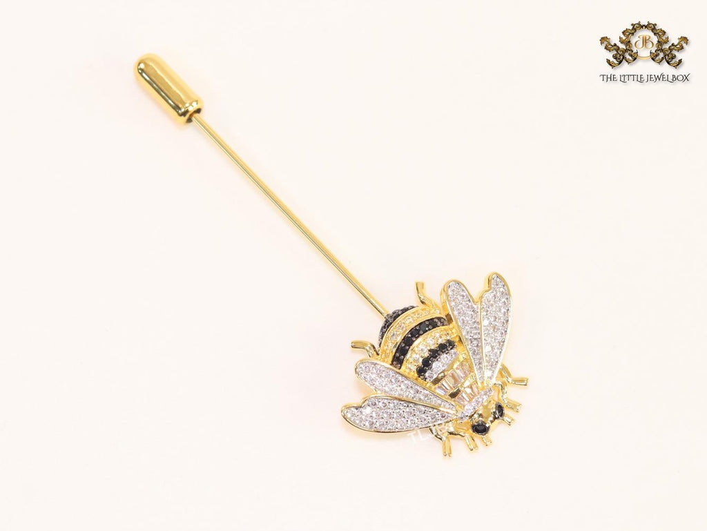 Gold & black bee brooch with