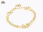 Alphabet V triple layered gold bracelet