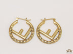 Designer golden hoops with alphabet motif