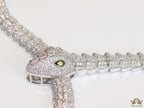 Platinum plated cubic zirconia stones ancient snake symbol necklace with matching studs