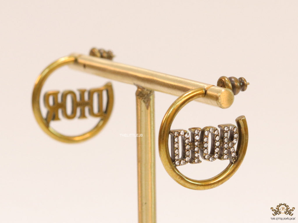 Open golden hoops with cz alphabets