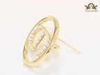 Alphabet CD gold & pearl round brooch