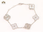Cz and Silver plated clover bracelet