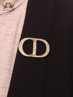 Alphabet CD gold brooch with CZ