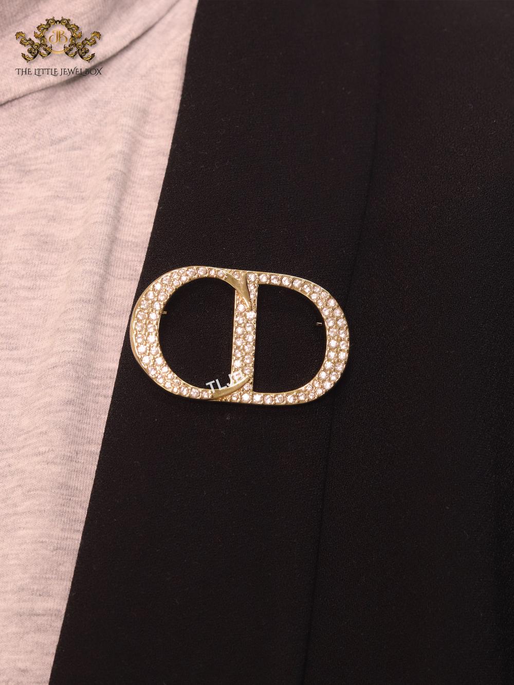 Alphabet CD gold brooch with CZ