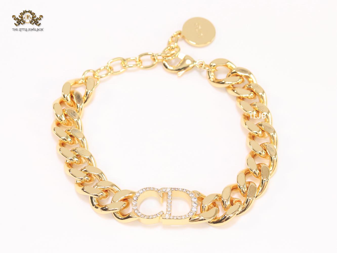 Alphabet CD and cz broad link chain bracelet