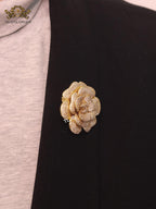 Double C gold & cz flower brooch