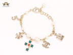 Pale Gold charms double c bracelet