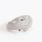 Platinum panther wrap ring