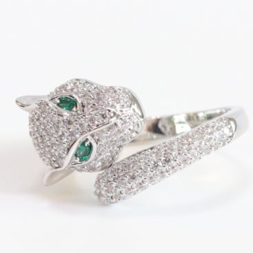 Platinum panther wrap ring