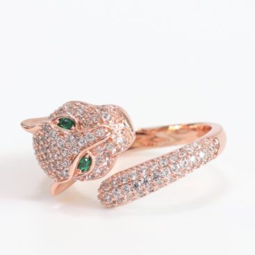 Rose gold panther wrap ring