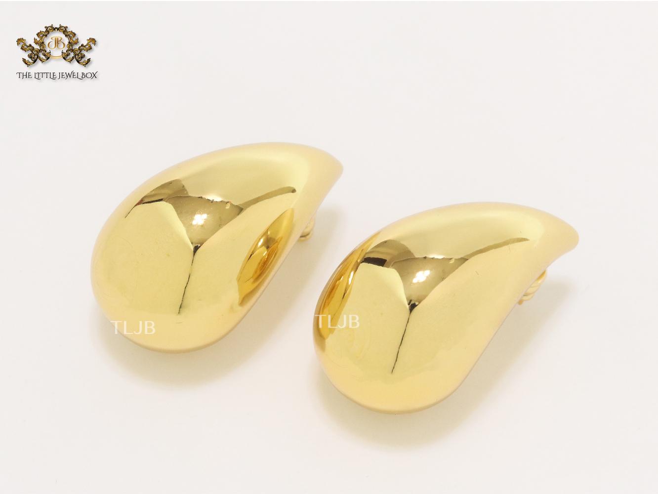 Teardrop gold studs - Large 42mm