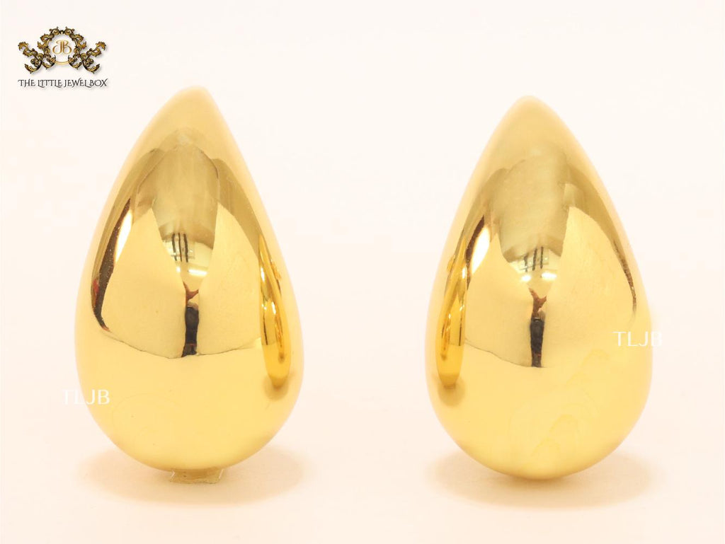 Teardrop gold studs - Large 42mm