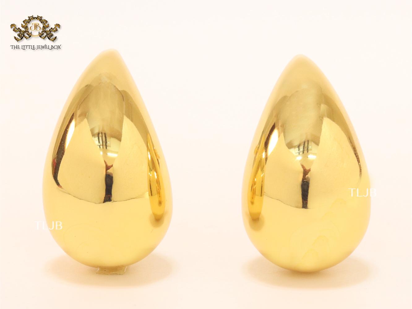 Teardrop gold studs - Large 42mm