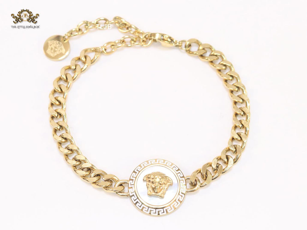 White medusa link chain bracelet