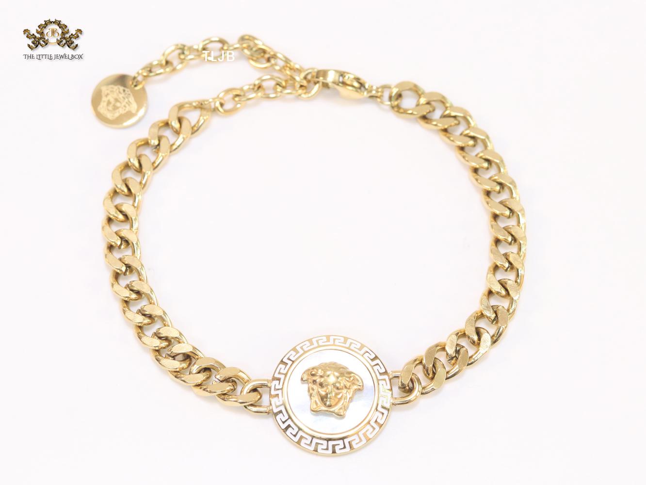 White medusa link chain bracelet