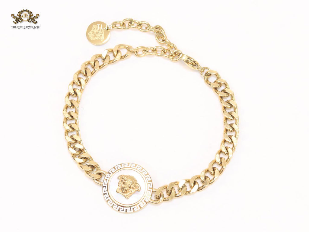 White medusa link chain bracelet