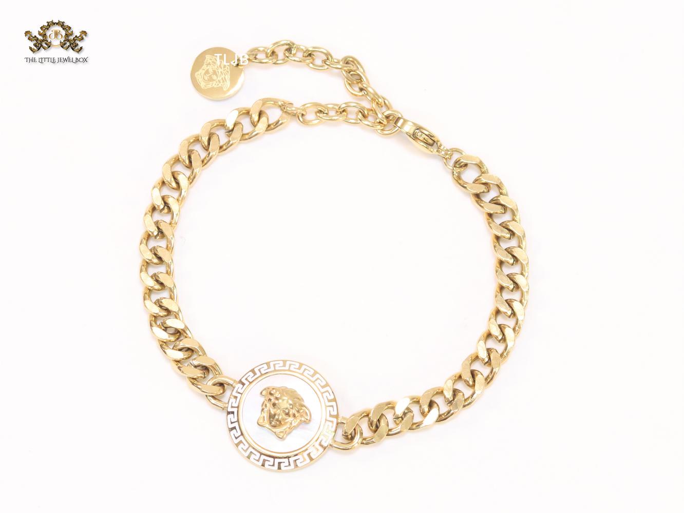 White medusa link chain bracelet